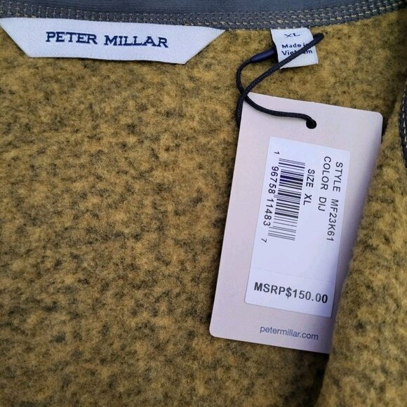Peter Millar Crown Mens Sweater Fleece Full-Zip Vest XL Yellow $150 NWT - Picture 5 of 5